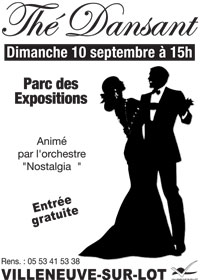 grand thé dansant à Villeneuve-sur-Lot dimanche 10 septembre à 15h