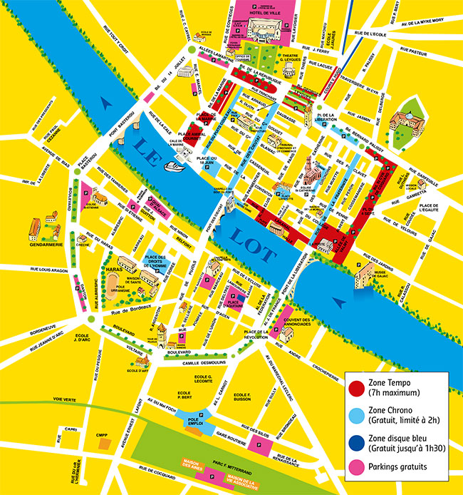 Les zones de stationnement à Vileneuve-sur-Lot Les zones de stationnement à Vileneuve-sur-Lot