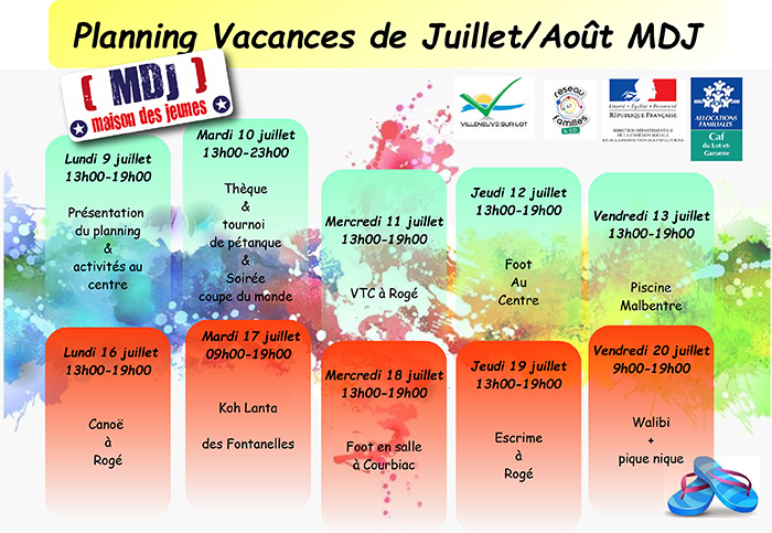 Planning estival de la MDJ de Villeneuve-sur-Lot Planning estival de la MDJ de Villeneuve-sur-Lot